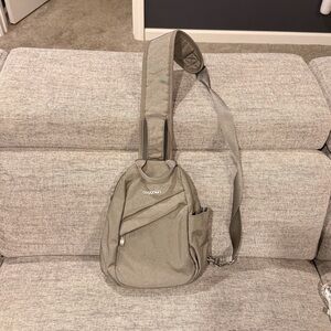 Baggallini Grey Belt Bag with RFID card protection Travel Bag Vacation Pack